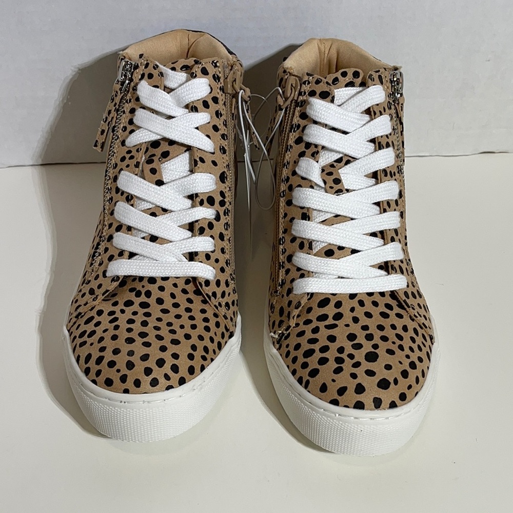 Universal Thread Leopard Print High Top Sneakers Women’s Size 8 Lace Up & Zip - Picture 1 of 9